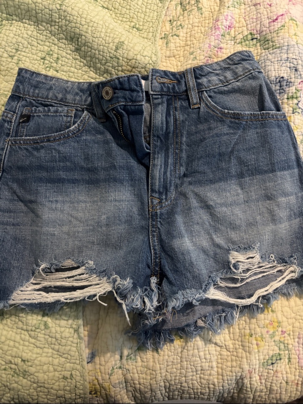 Distressed Light Blue Denim Women's Shorts